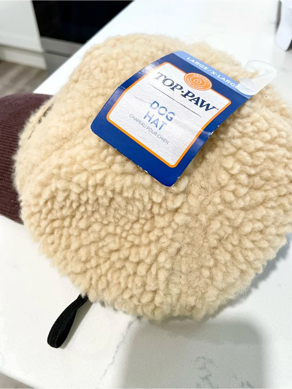 TOP PAW DOG Sherpa Patch Baseball Cap - Beige and Brown